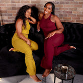 Wide Waistband Yoga Flare Pants- Dark Burgundy